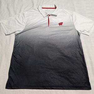 Wisconsin Badgers Colosseum Men's Polo White Fade To Black XXL NCAA